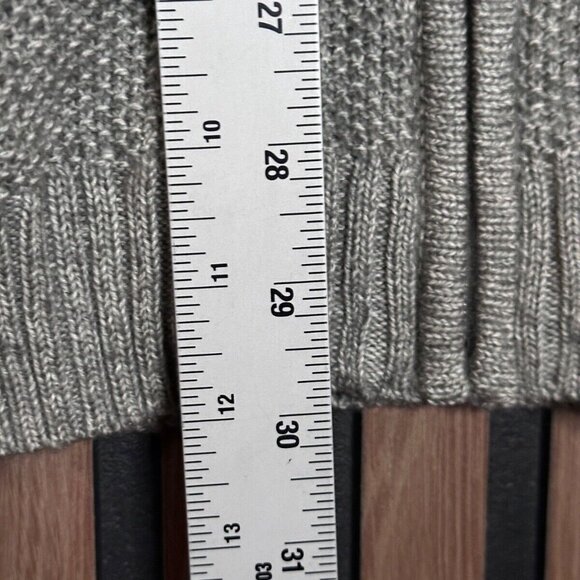 New Tasso Elba Sweater Large Mens Gray Sterling Heather Crotchet Knit Full Zip - Picture 5 of 8